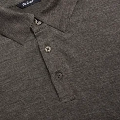 Men'S Merino Cool Short Sleeve Polo Dark Olive Brown Marl