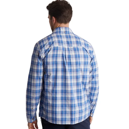 Men'S Pennine Long Sleeve Shirt Ecru/Island Blue Check