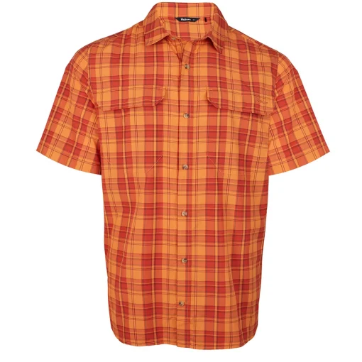 Men'S Pennine Short Sleeve Shirt Sunset Orange/Red Check