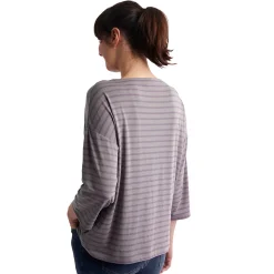 Women'S Harbour Sleeve Top Mauve Grey Marl Stripe