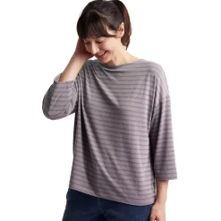 Women'S Harbour Sleeve Top Mauve Grey Marl Stripe