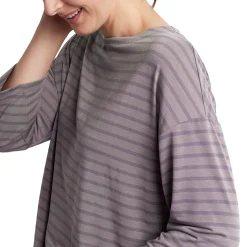 Women'S Harbour Sleeve Top Mauve Grey Marl Stripe