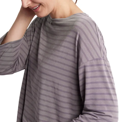 Women'S Harbour Sleeve Top Mauve Grey Marl Stripe